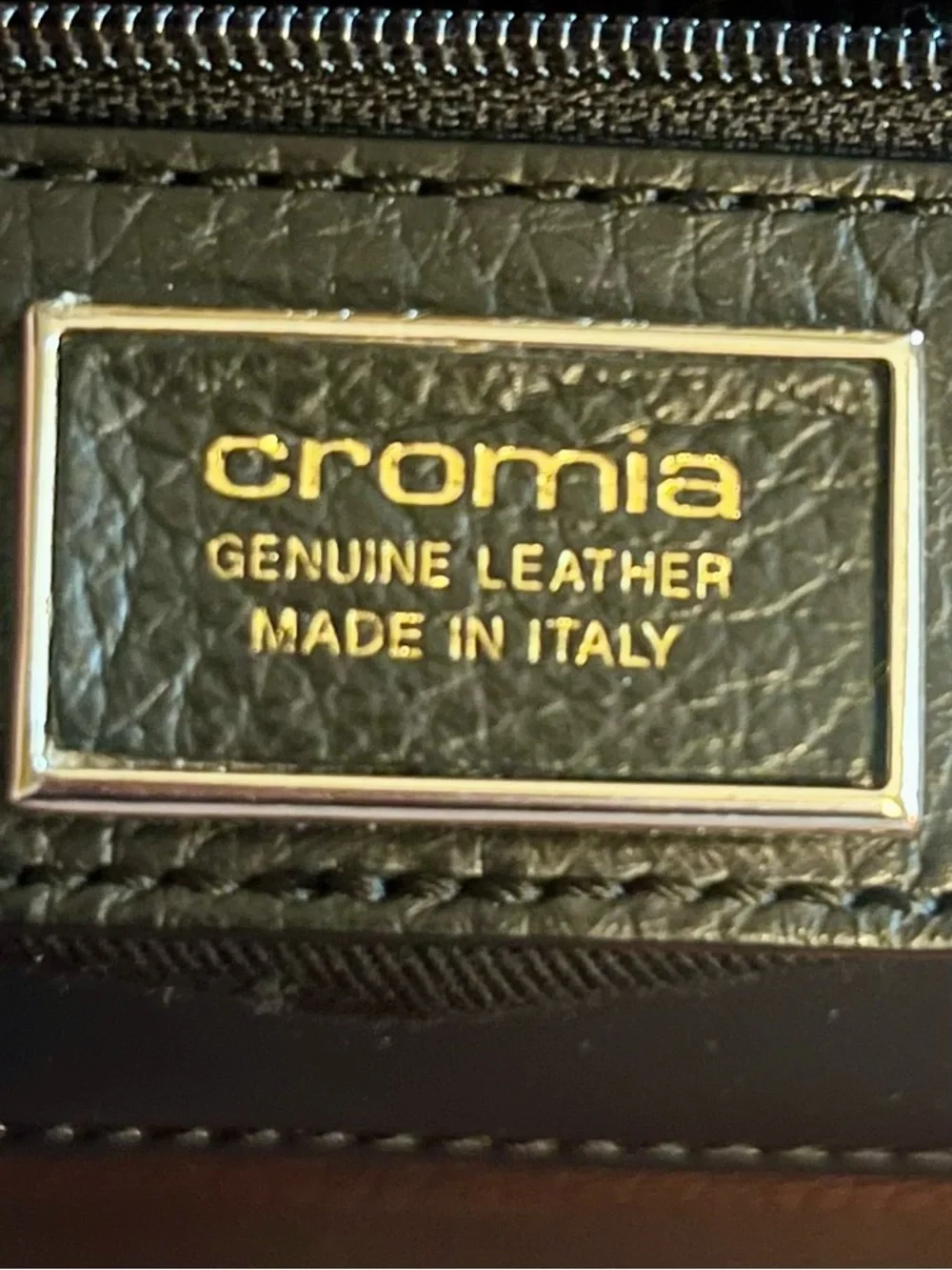 CROMIA Black Italian leather and suede satchel